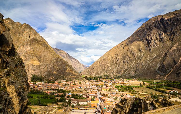 Image of a colorful Andean mountain village